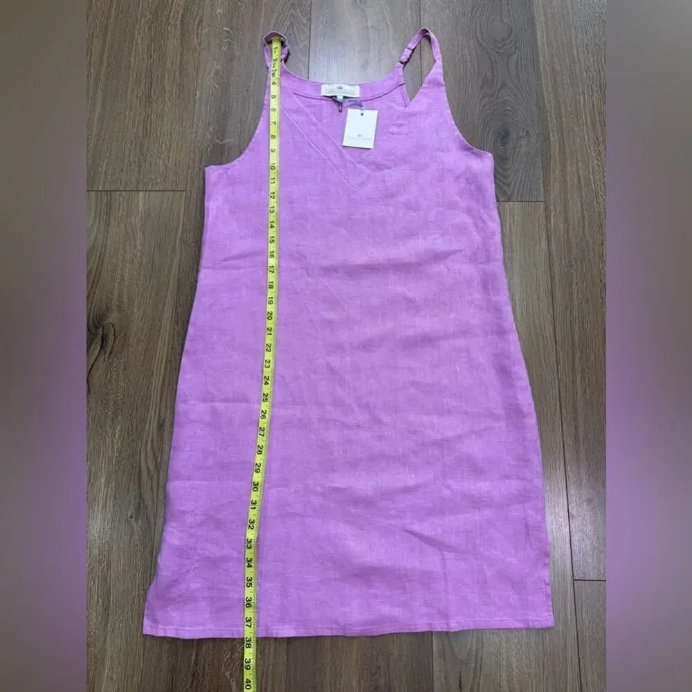 NWT Crown Linen Designs Celine 100% Linen Nightgown Purple Size XS/S